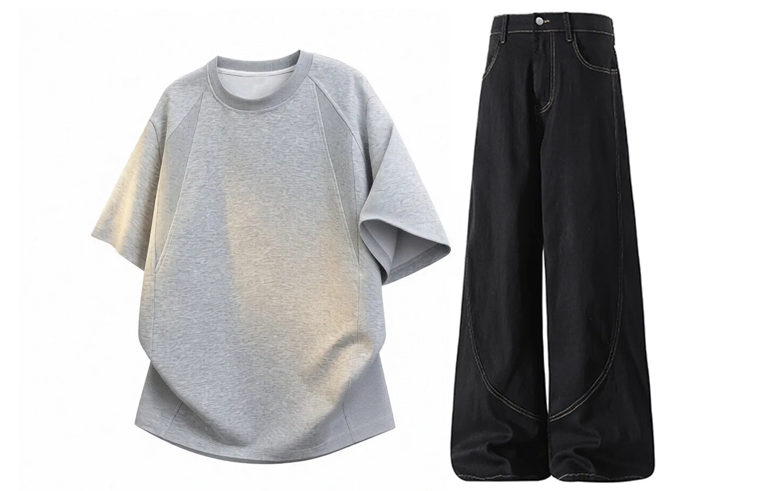 Детский комплект спортивной одежды с круглым вырезом Casual Sportswear GWAF, Белый/Черный — фото 3