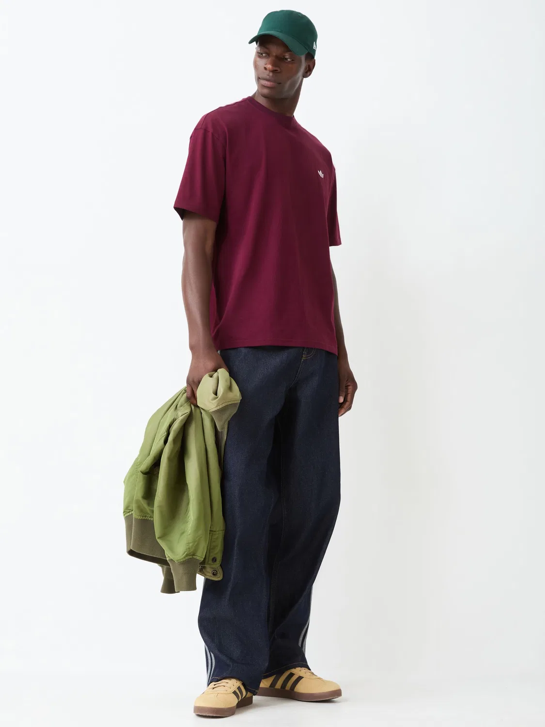 Футболка, свободная, Trefoil Essentials, adidas Originals, бордовый — фото 2