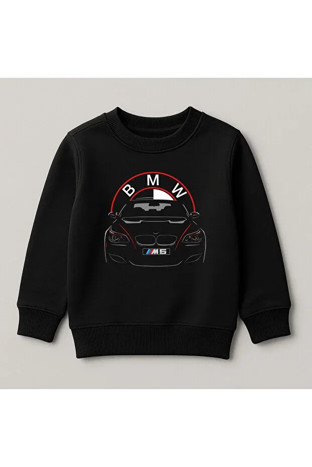 Детское худи для девочек с принтом BMW Printed Crew Neck Svart Wear, Black
