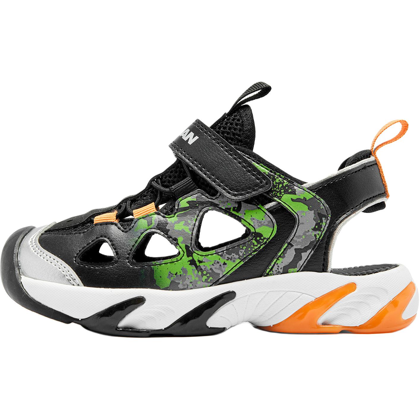 

Детские сандалии с низким верхом, устойчивые к скольжению, для детей от 3 до 7 лет QIAODAN, черный/серебряный