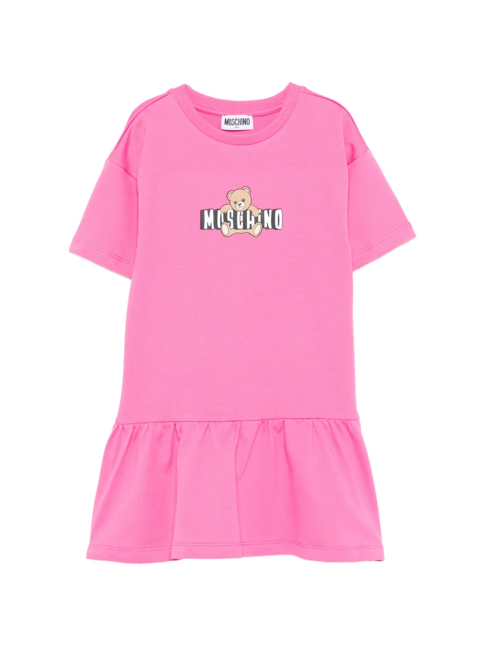 

Платье с оборками и графическим принтом Moschino Kids, розовый