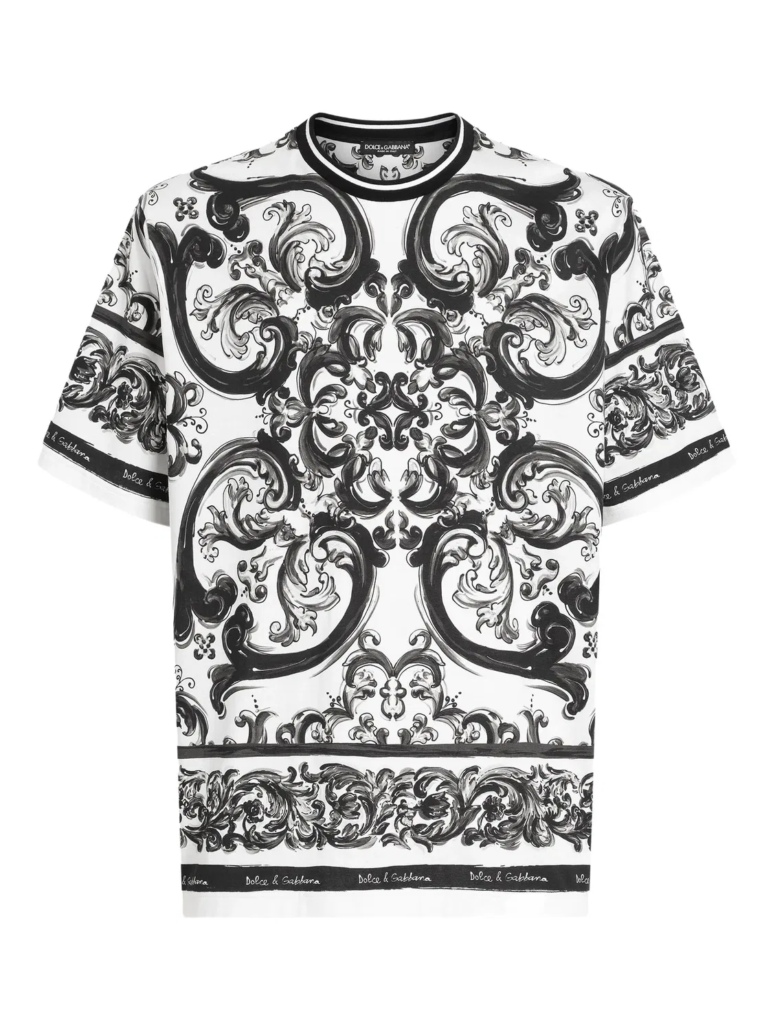 Футболка с майоликовым принтом - белая Dolce & Gabbana, белый