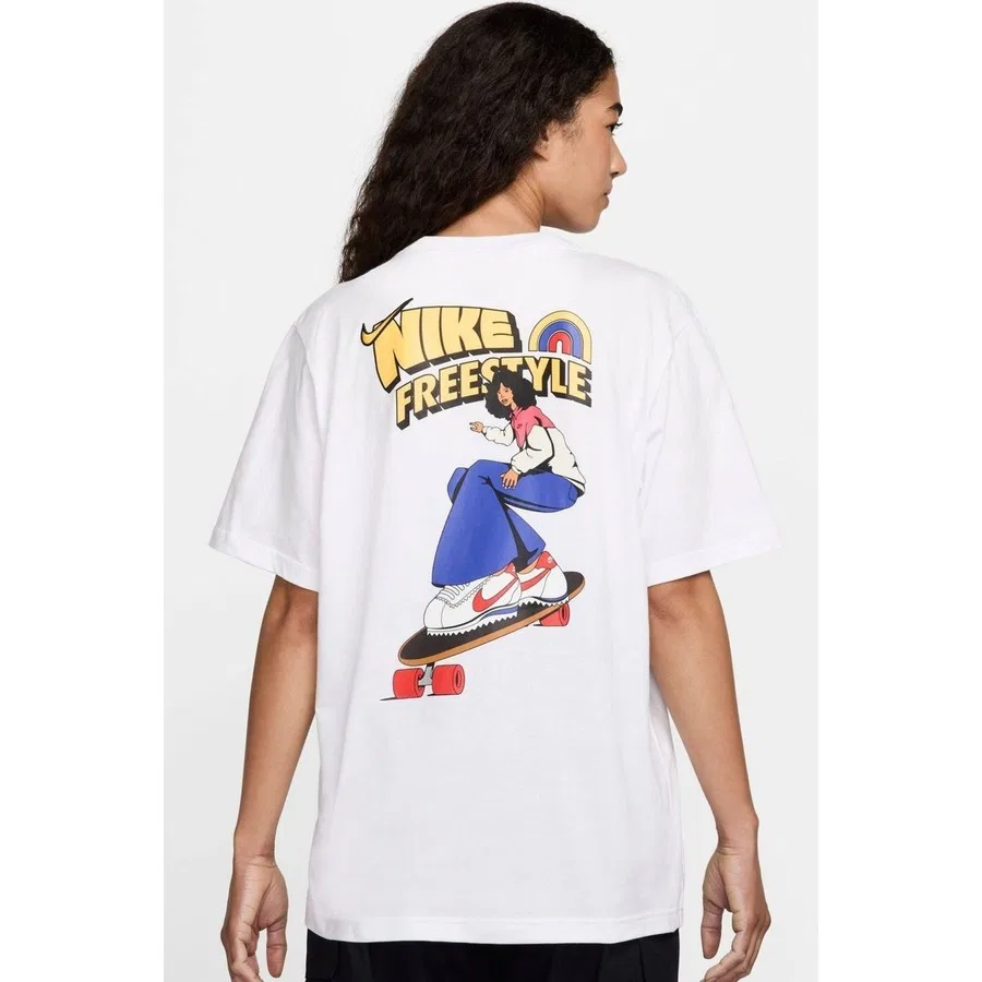 Женская футболка свободного кроя с графическим принтом на спине Sportswear Loose Fit Graphic Backprint Cotton T-Shirt Nike, Белый — фото 2