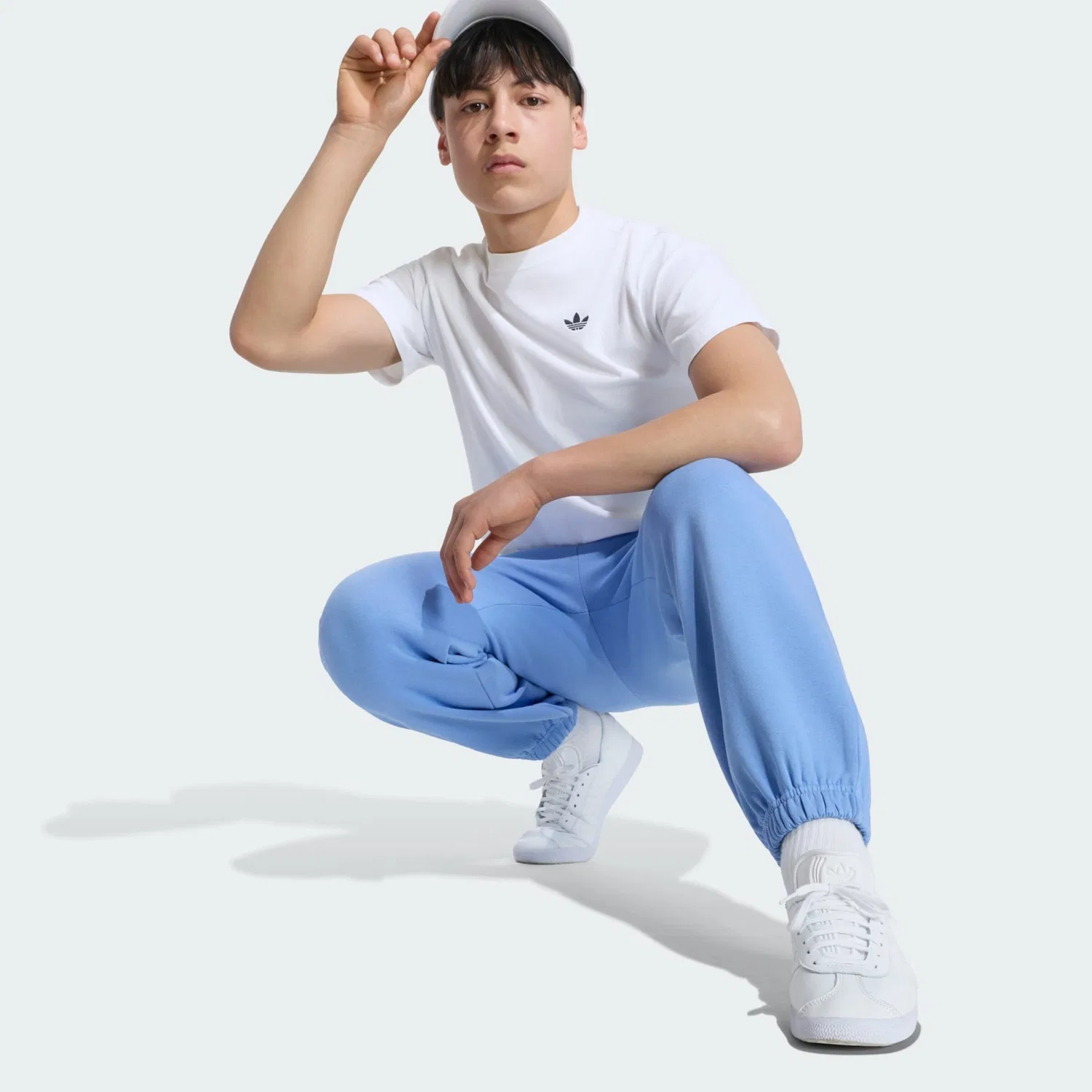 Брюки Adidas Originals свободного кроя Trefoil небесно-голубого цвета — фото 4