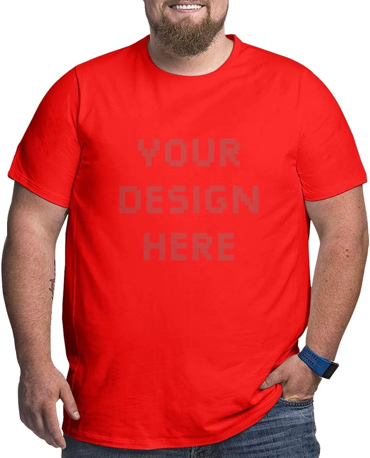 Мужская свободная футболка с фотопечатью Custom Big and Tall, Red