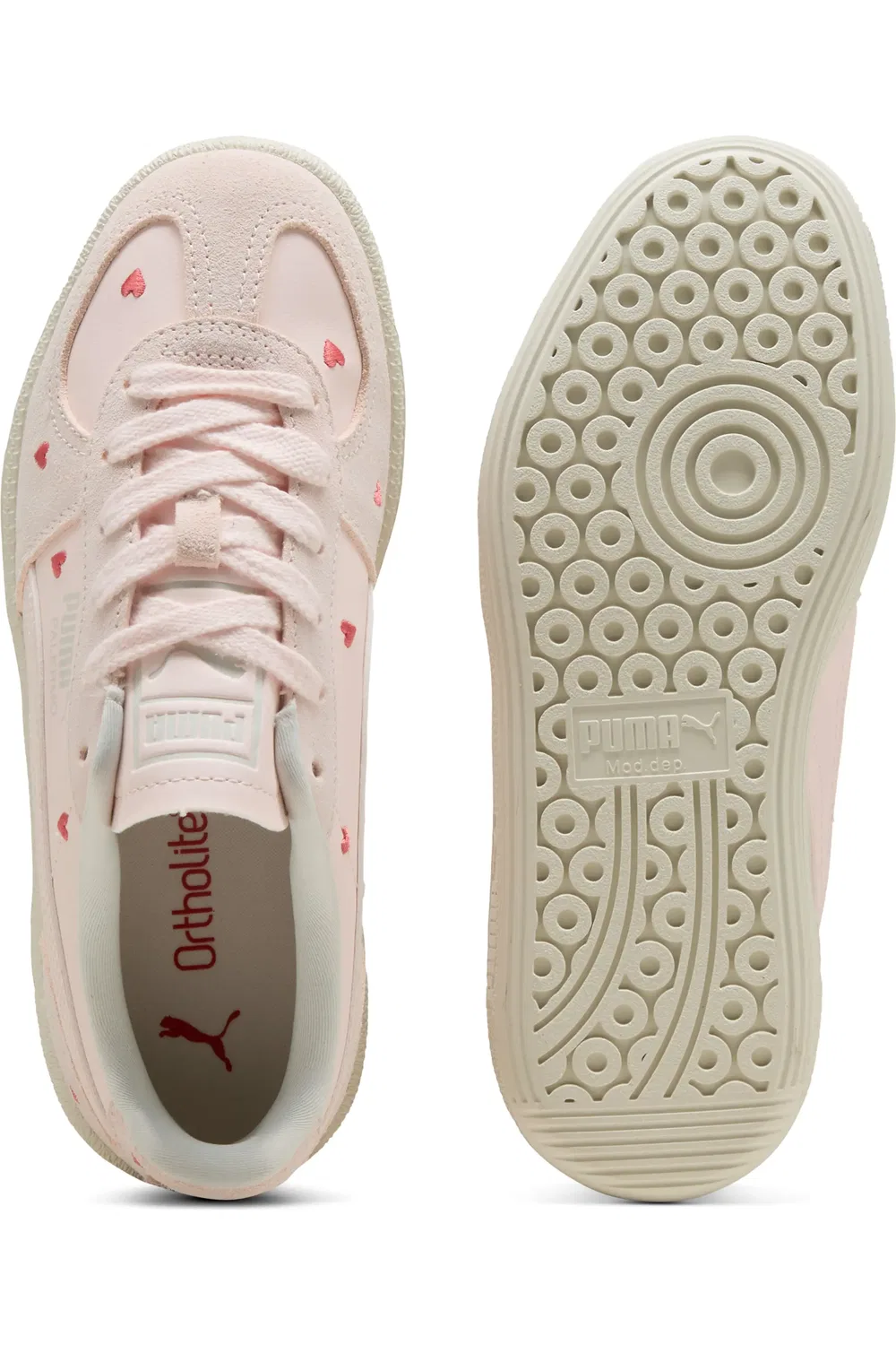 Детские кроссовки с сердечками Palermo PUMA, Jasmine Flower/Vapor Gray — фото 4