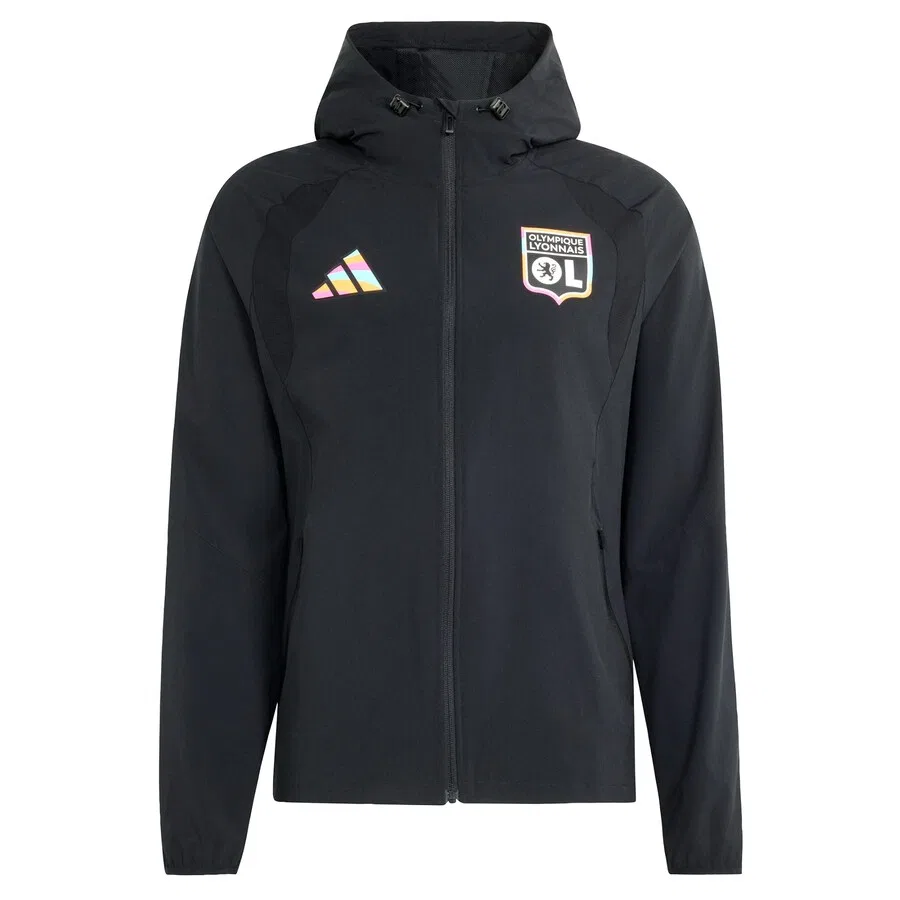 Спортивная куртка ADIDAS PERFORMANCE 'Olympique Lyon' черного цвета