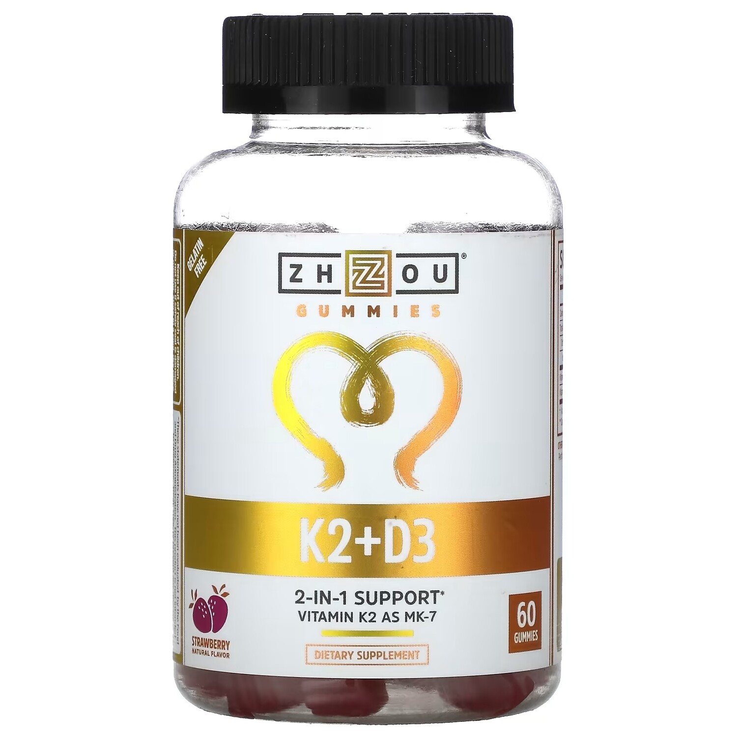 

Добавка K2, D3 Zhou Nutrition, клубника, 60 жевательных таблеток