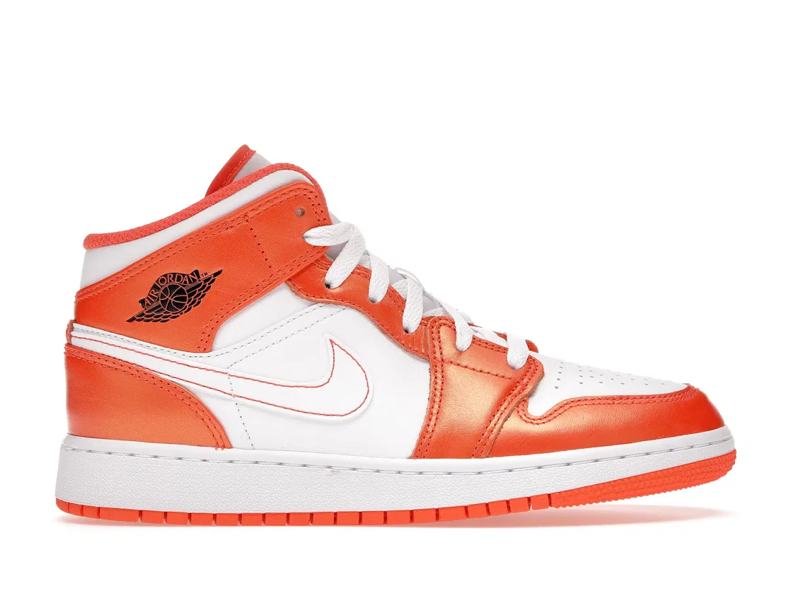 Детские кроссовки Lifestyle с принтом Jordan 1 Mid Jordan, Electro Orange/Black-White