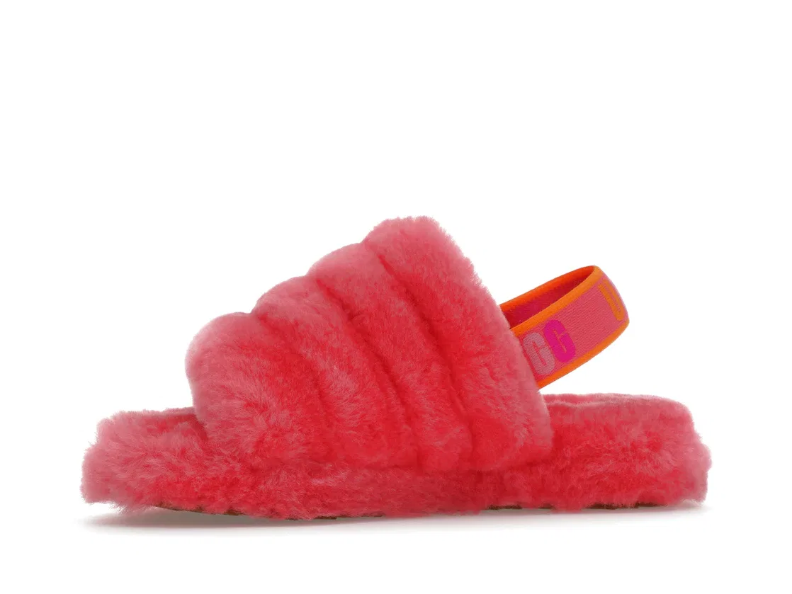 Детские шлепанцы с принтом UGG Fluff Yeah Slide, Strawberry — фото 3