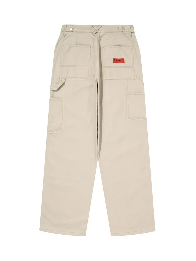 Прямые брюки Cotton Workpants, Double Knee, Light Beige SUPERDRY — фото 4