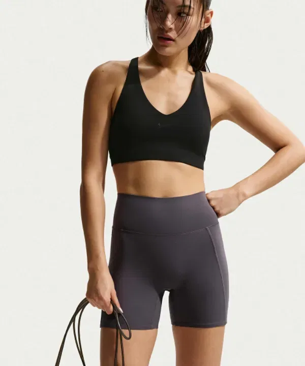 Шорты велосипедные с высокой талией, 5 дюймов, без переднего шва, Nike, серый, темный — фото 4