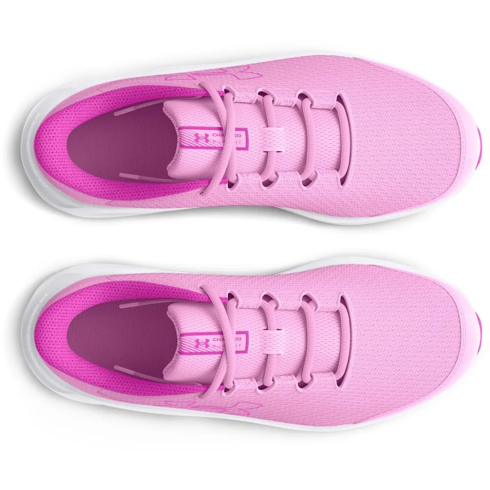 Детские беговые кроссовки для девочек с легким дизайном Under Armour Grade School Pursuit 3 Big Logo, Rosa Stellare Magenta Vivido — фото 4