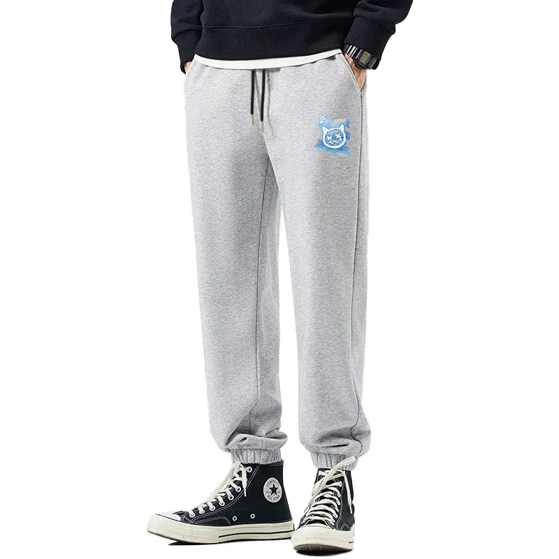 Детские брюки повседневные с манжетами Graffiti Blue Bear Pants Logo MINISO, Gray (B Graffiti Blue Bear Pants Logo)