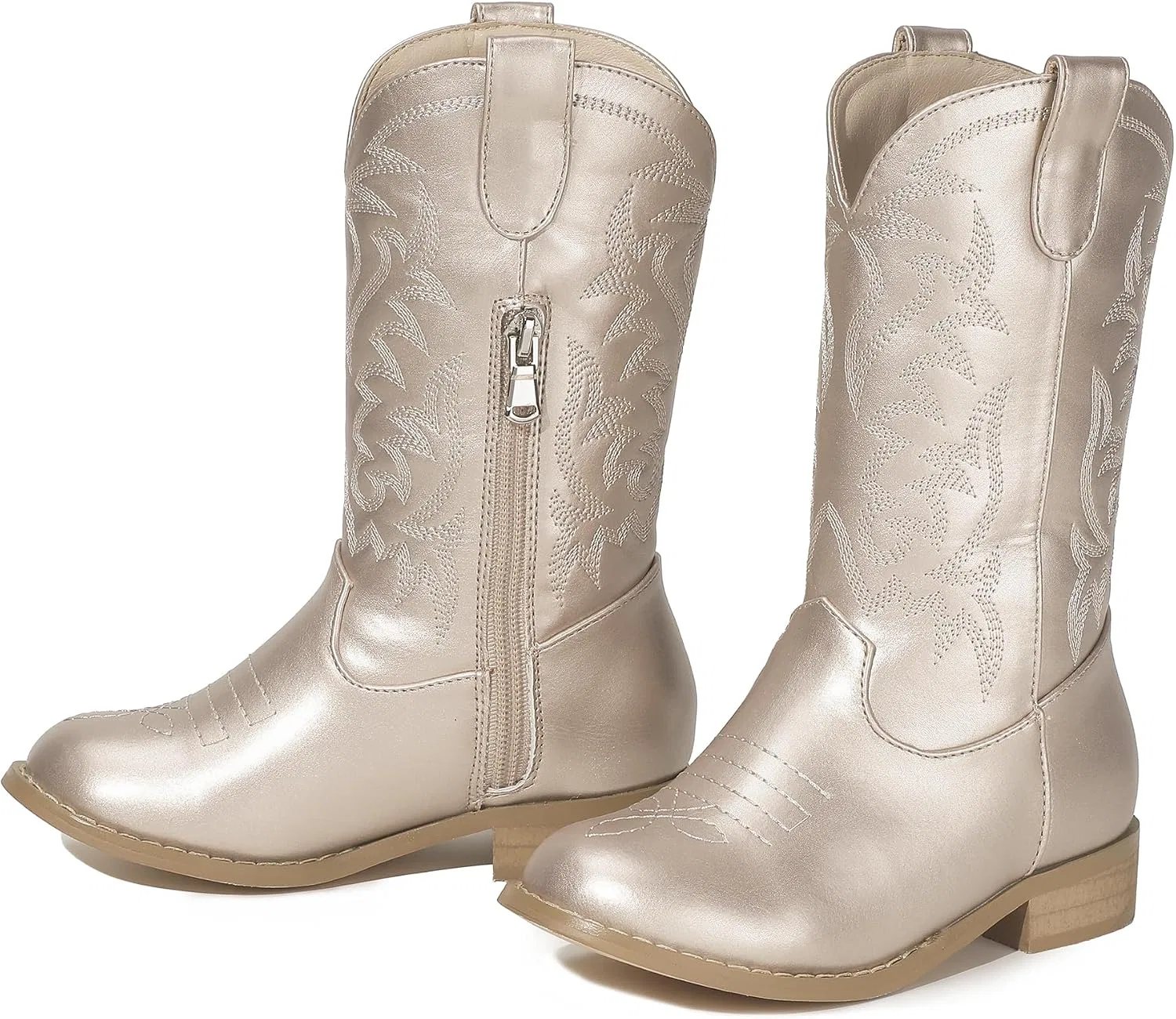 Детские сапоги с вышивкой Cowgirl Cowboy для девочек и мальчиков Hehainom, Rose Gold — фото 4