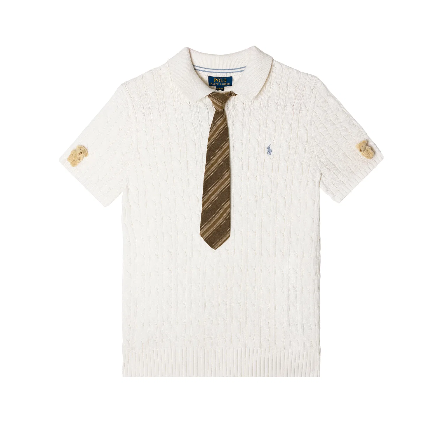 Детский свитер с поло-воротником Milk White Knit Bear Polo Ralph Lauren