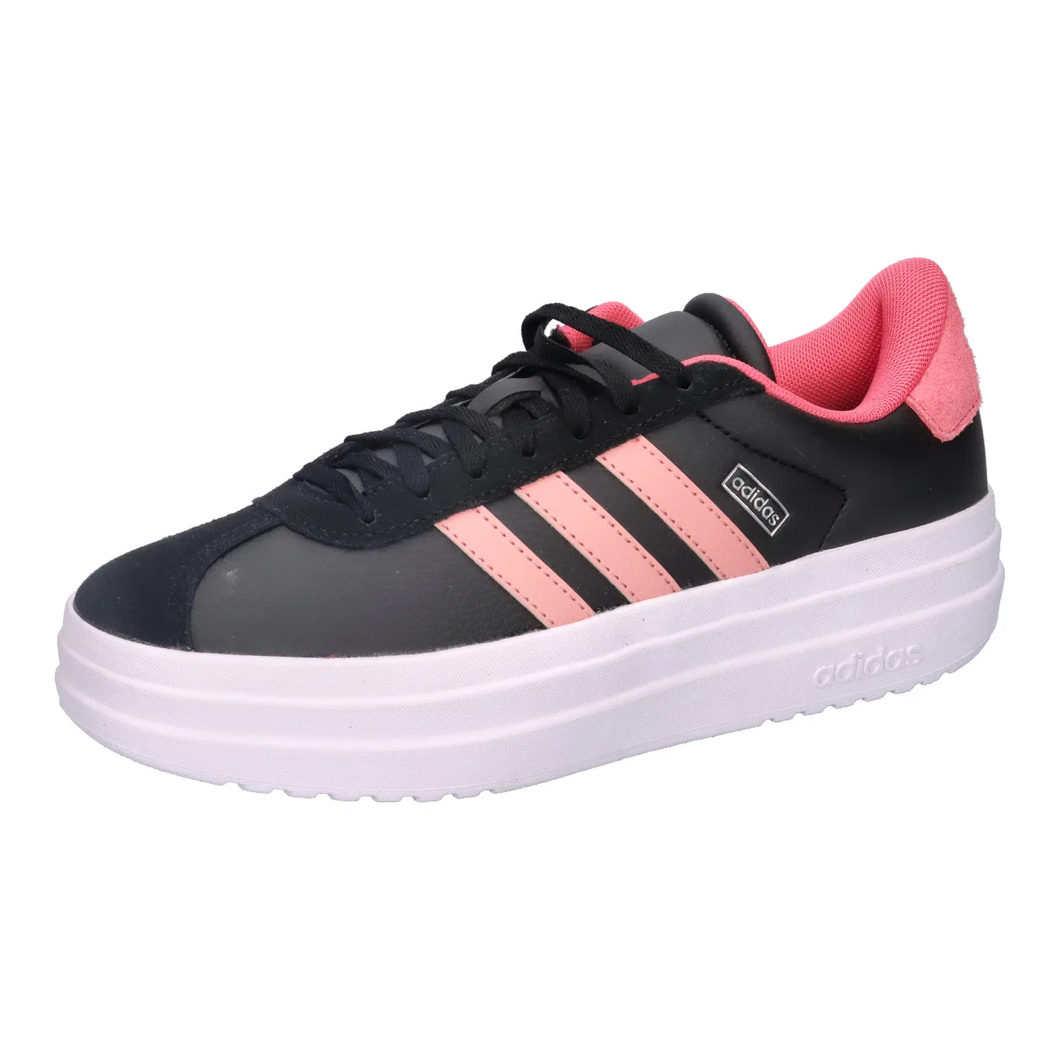 Детские кожаные кроссовки с T-Toe дизайном VL Court Bold J Adidas, Schwarz Rosa Magentapink