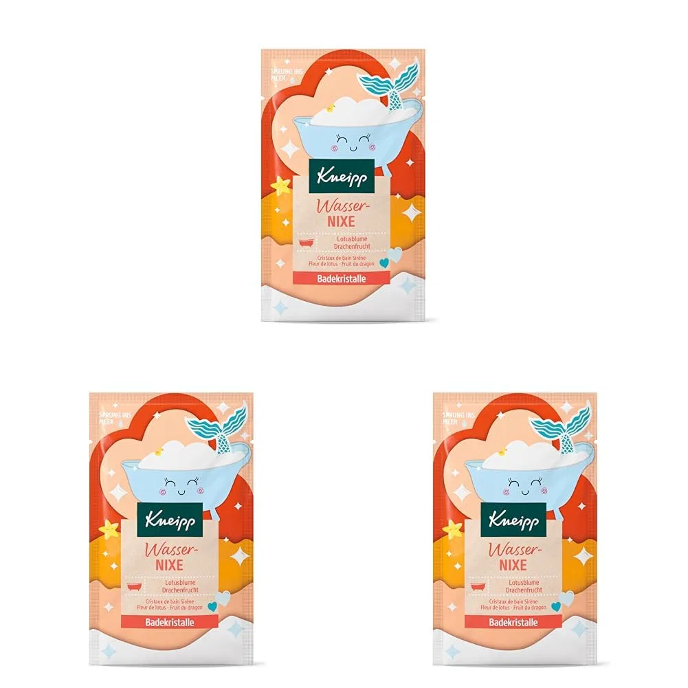 Соль для ванны Kneipp Water Mermaid, с экстрактами лотоса и драконьего фрукта, набор 3 шт., 180 г, Multicoloured