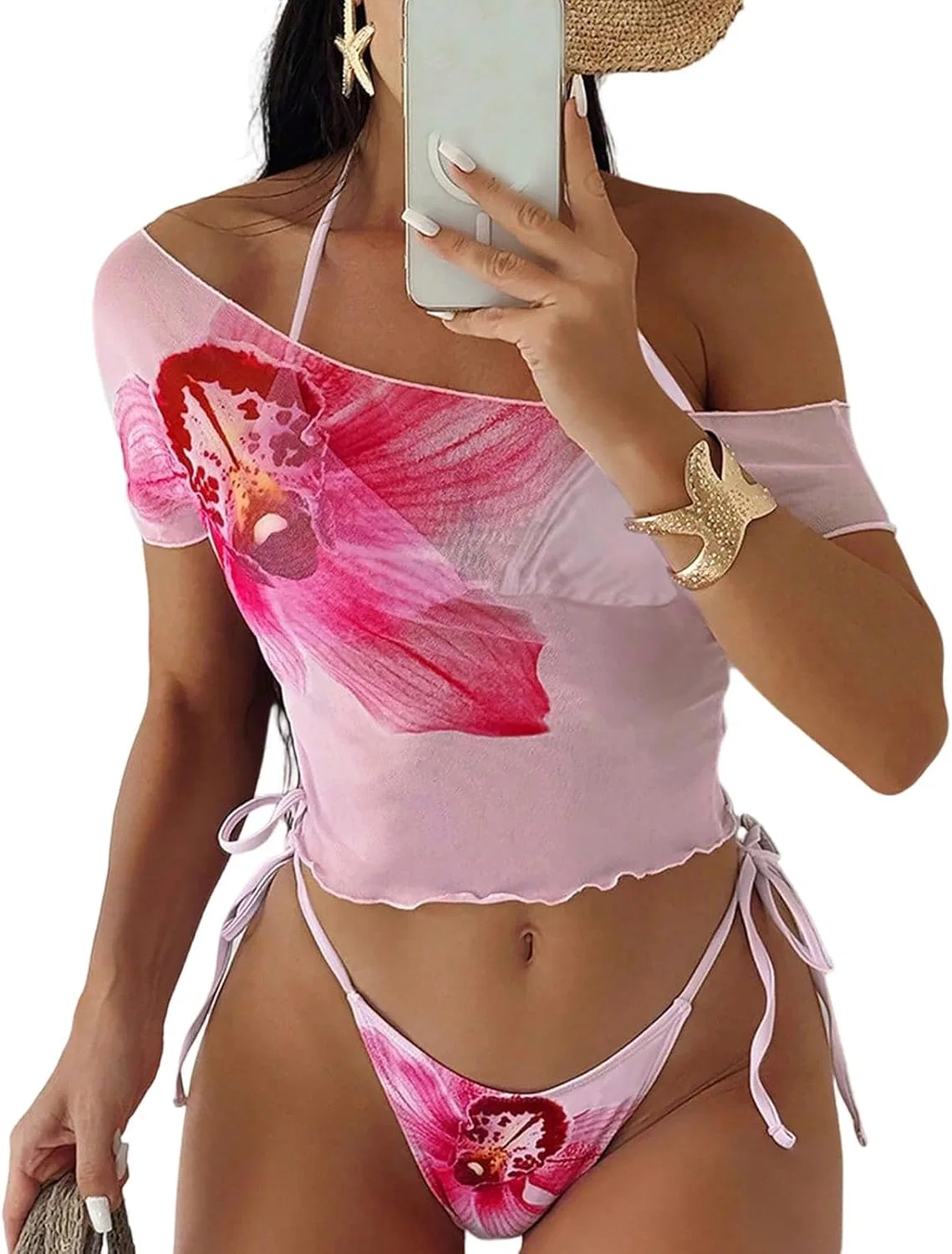 Женский спортивный танкини-купальник с шортами Athletic 3 Piece, Pink