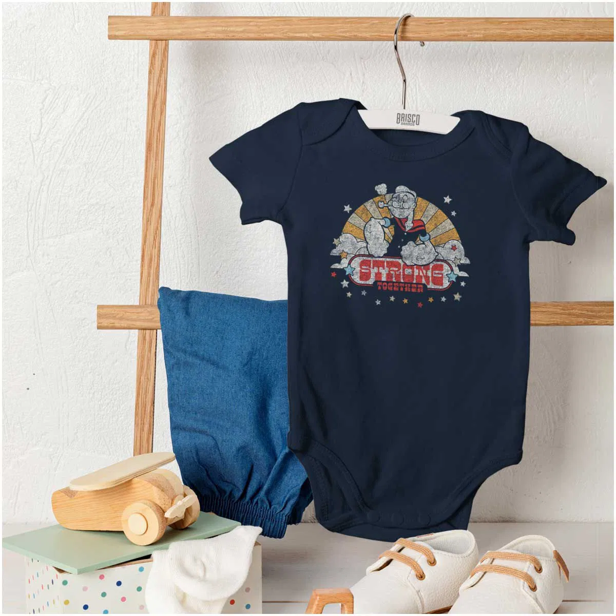 Детское боди-комбинезон с коротким рукавом Popeye Strong Together Brisco Brands, Navy — фото 4