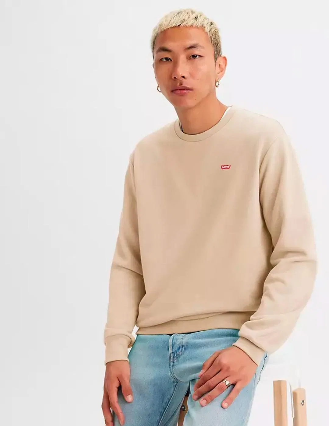 Мужской свитшот с круглым вырезом Levi's, Beige — фото 4