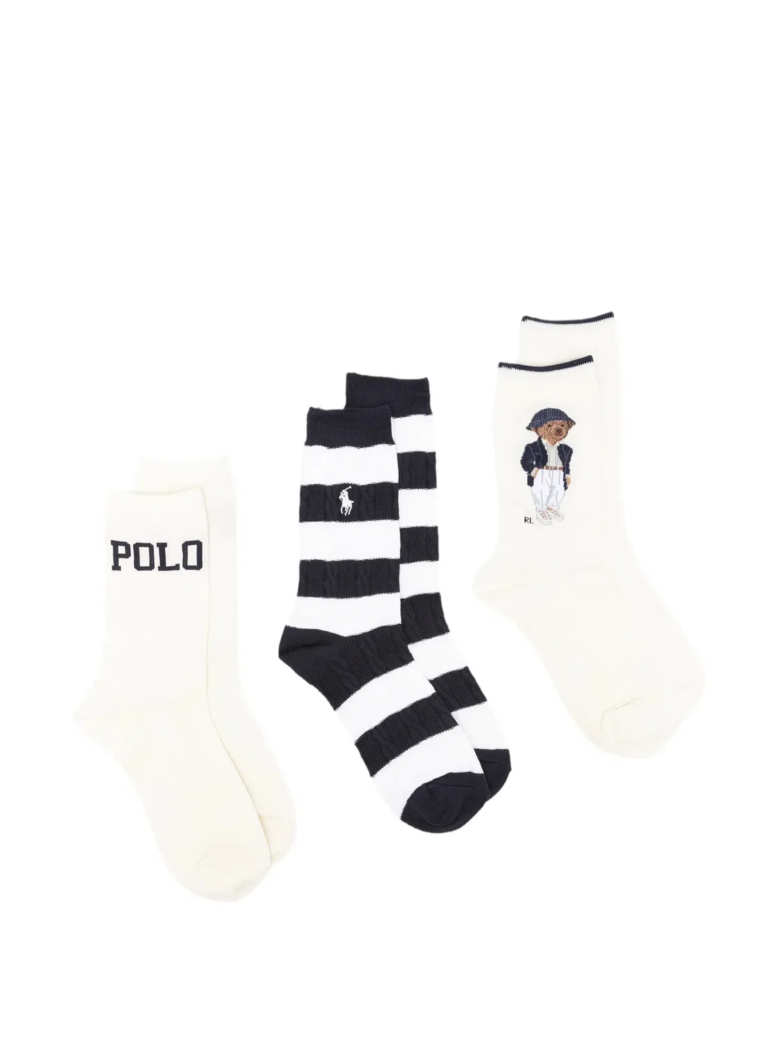 Комплект хлопковых носков с вышивкой Polo Ralph Lauren, белый