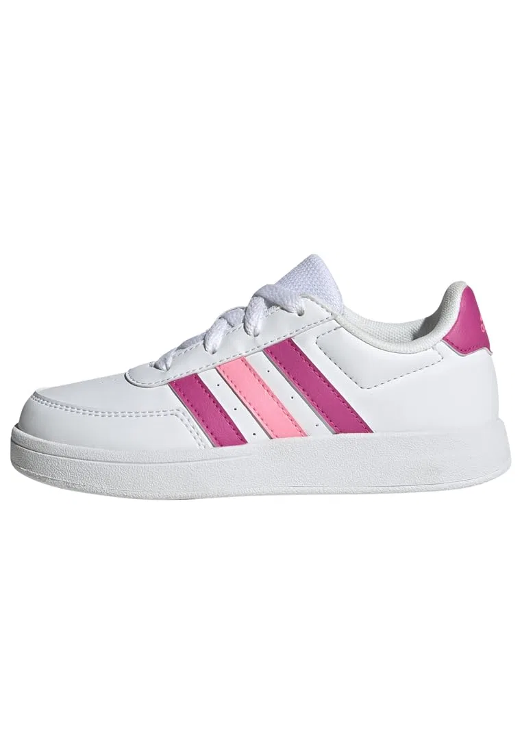 Детские кроссовки для мальчиков с принтом Breaknet Lifestyle Court Lace Adidas, Cloud White Lucid Fuchsia Beam Pink