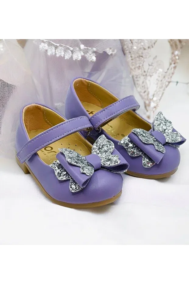 Детские балетки для девочек с принтом Butterfly Bow Orthopedic Sole Stormy, Lila
