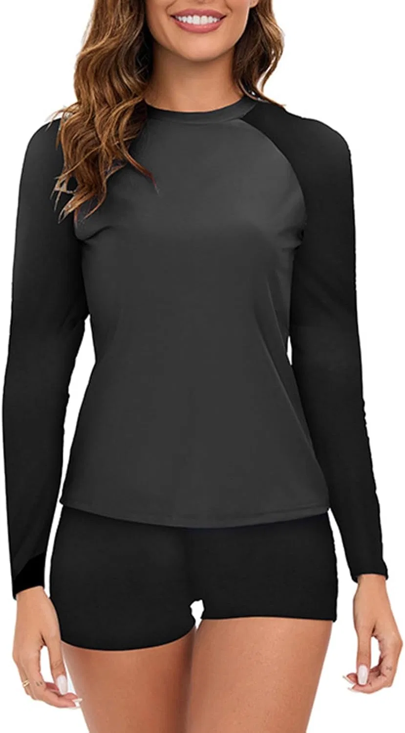 Женский рашгард с длинным рукавом UPF 50+ с шортами, Dark Gray