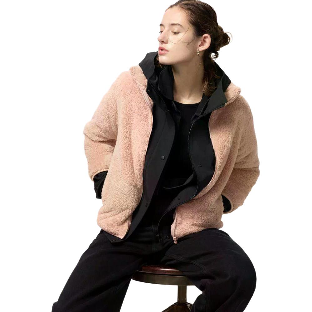 

Короткое пальто женское со стойкой утолщенное UNIQLO, розовый