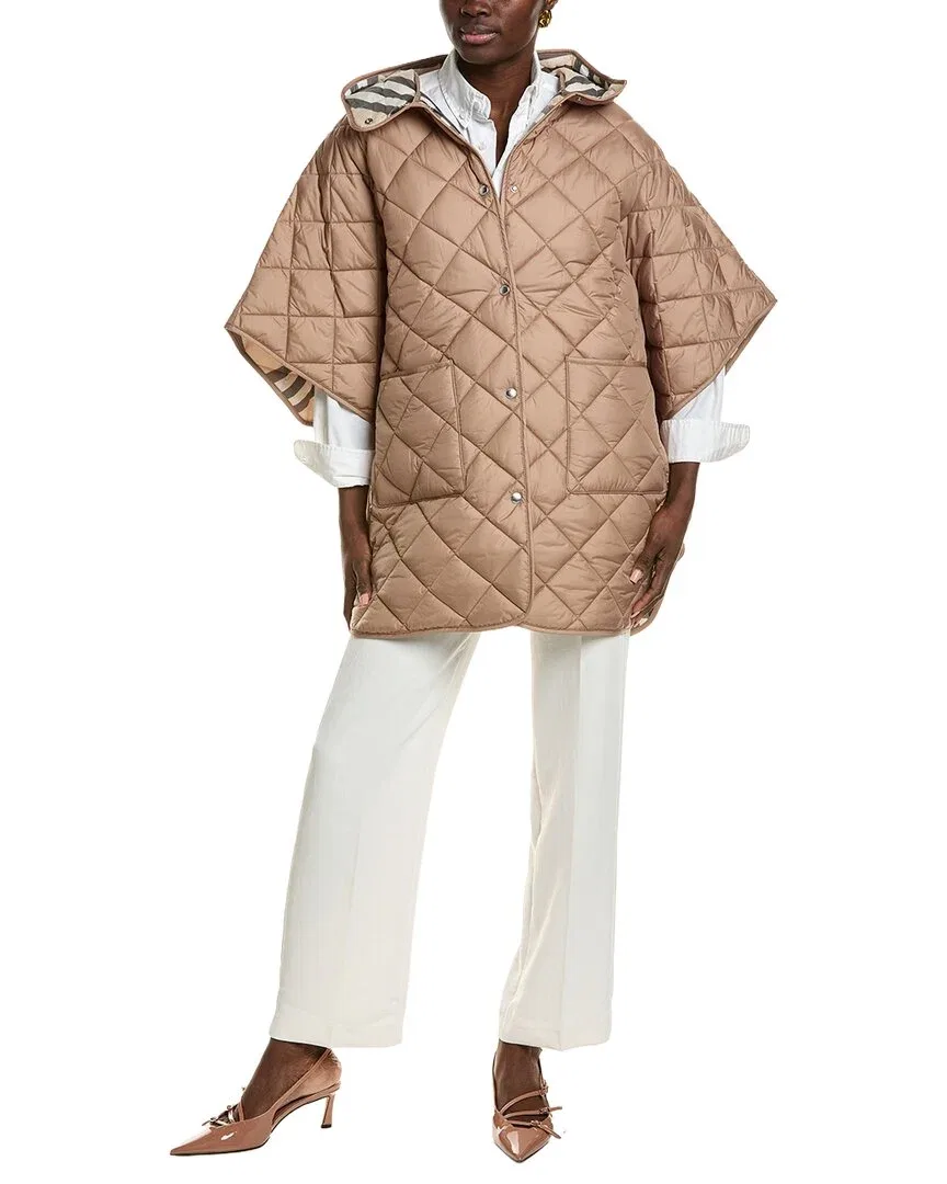 Женское стеганое пончо с капюшоном Burberry, Tan