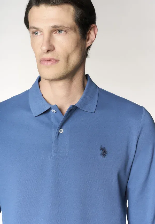 Поло из хлопка U.S. Polo Assn., Blu, синий — фото 4