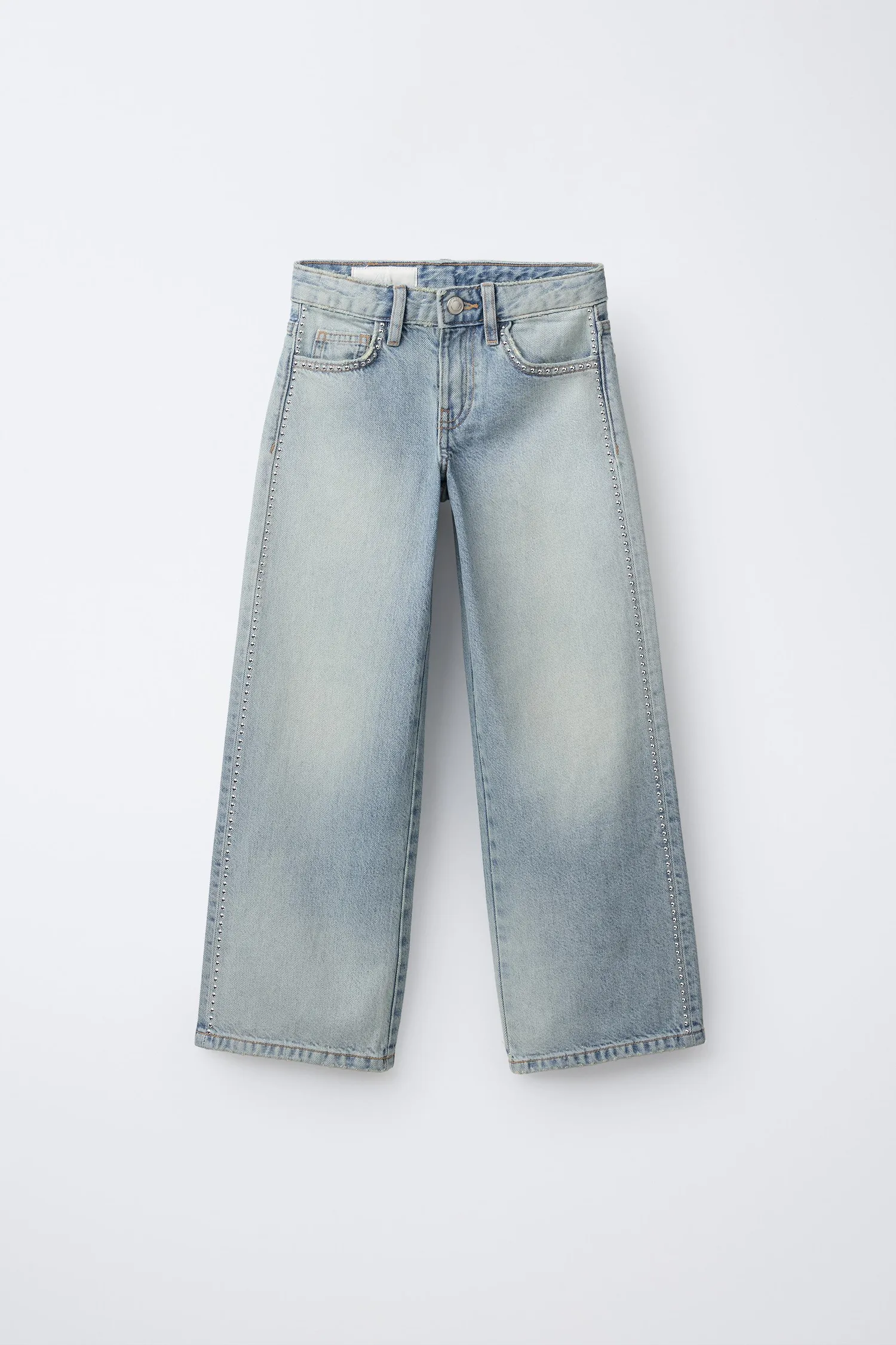 Широкие джинсы с заклепками Zara, синий
