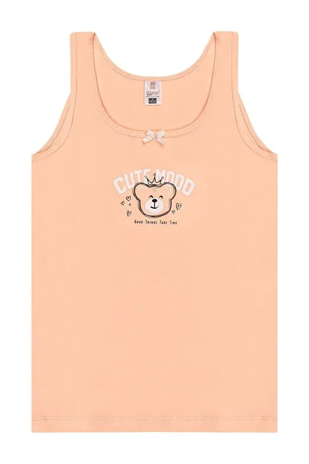 Детский набор маек для девочек с принтом Pack of 5 girls' mixed color patterned cotton soft thick strap undershirts Kompedan, Patterned — фото 4