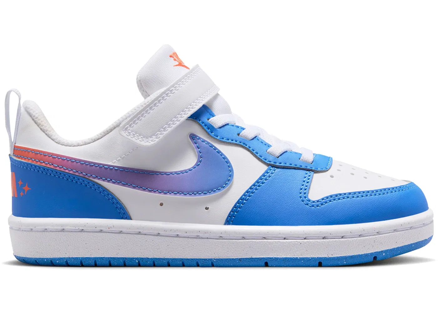 Детские кроссовки Lifestyle Nike Court Borough Low, White Bright Violet Turf Orange Blue Crystal