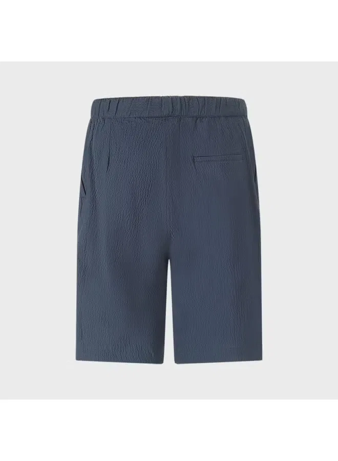 Шорты-бермуды хлопковые с текстурой, Zara, темно-синий — фото 3