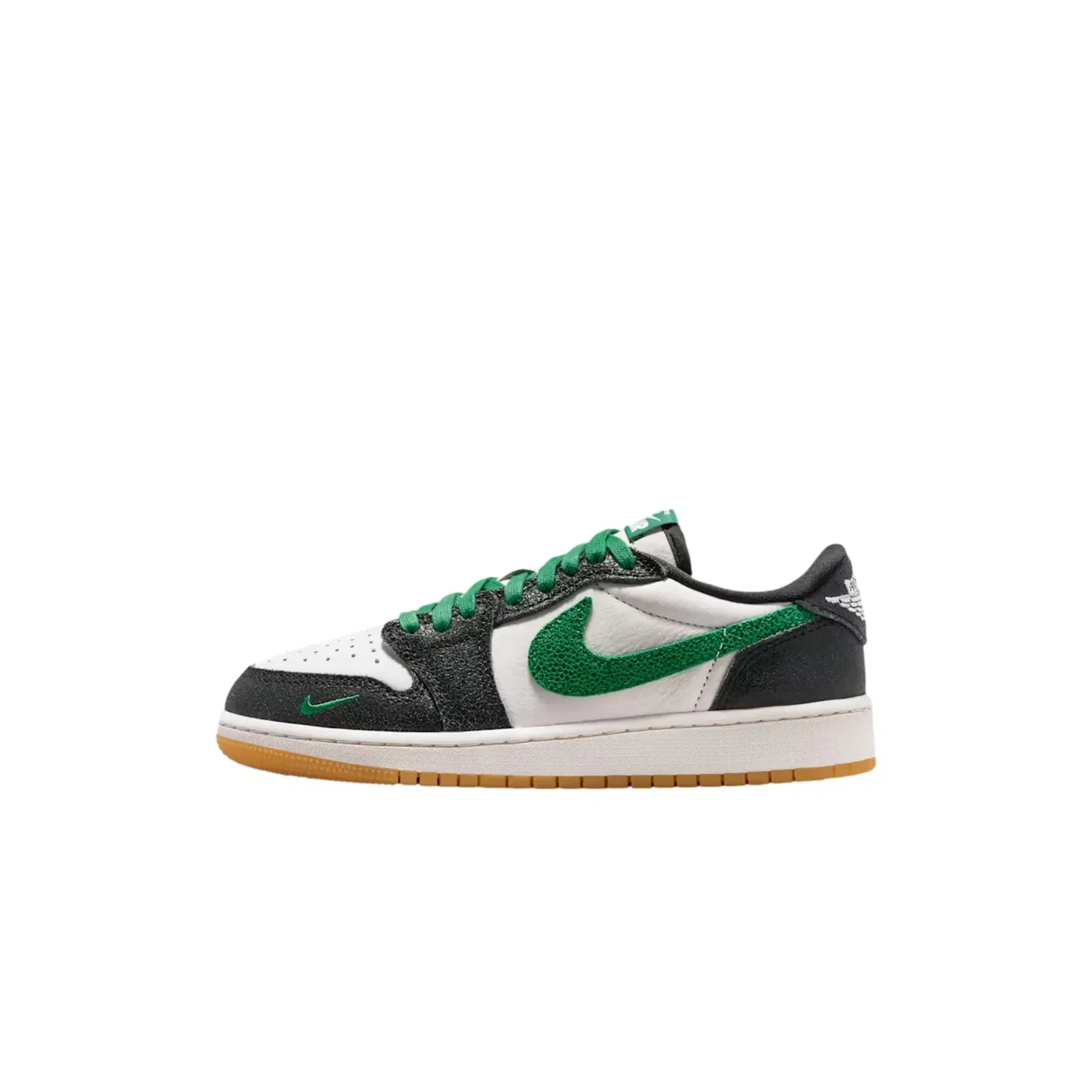 Детские кроссовки Nike Air Jordan 1 Retro Low OG Phantom / Pine Green - Black IR2300-030 Grade-School, White