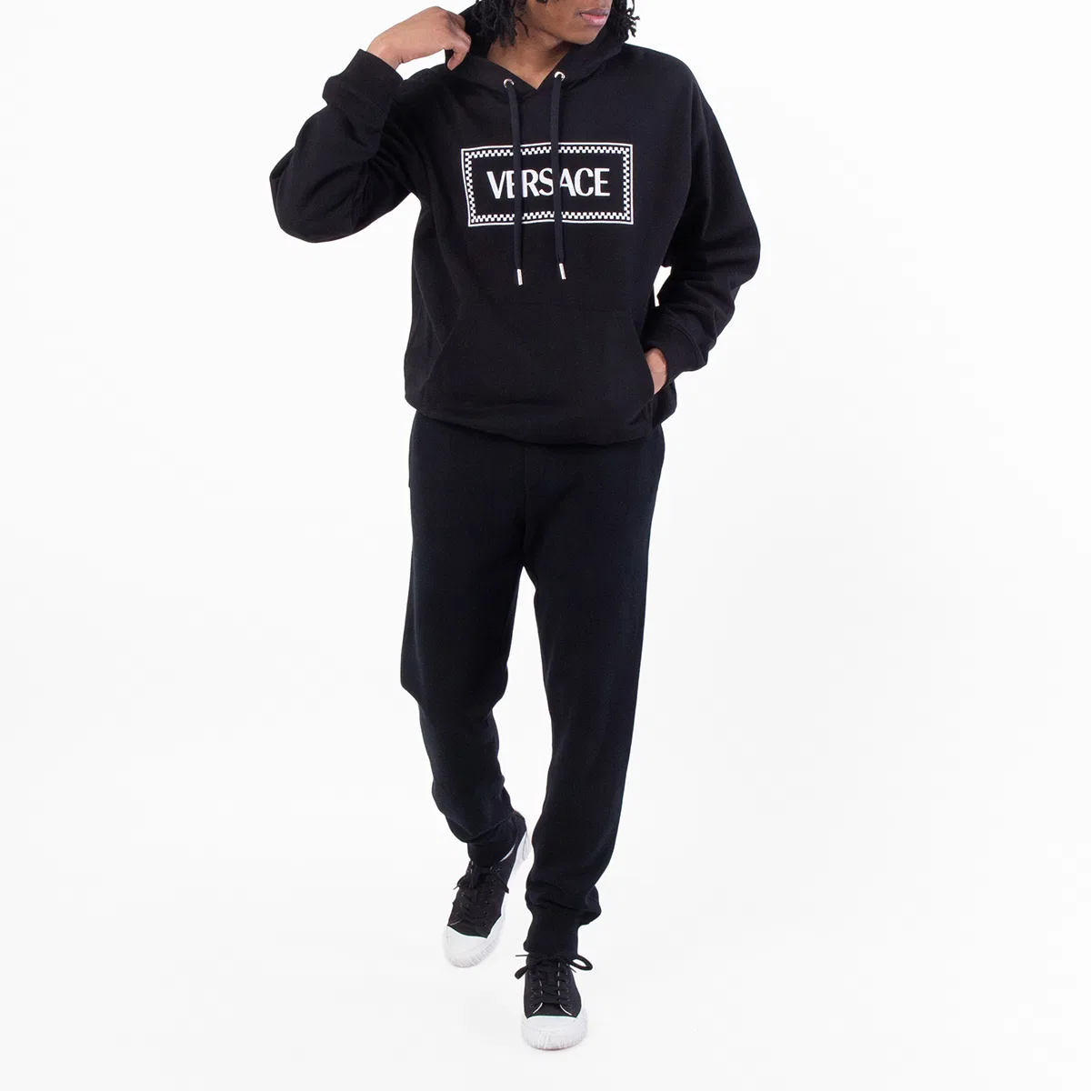 Худи с принтом 90s Vintage Logo Print Hoodie Versace, Black — фото 4