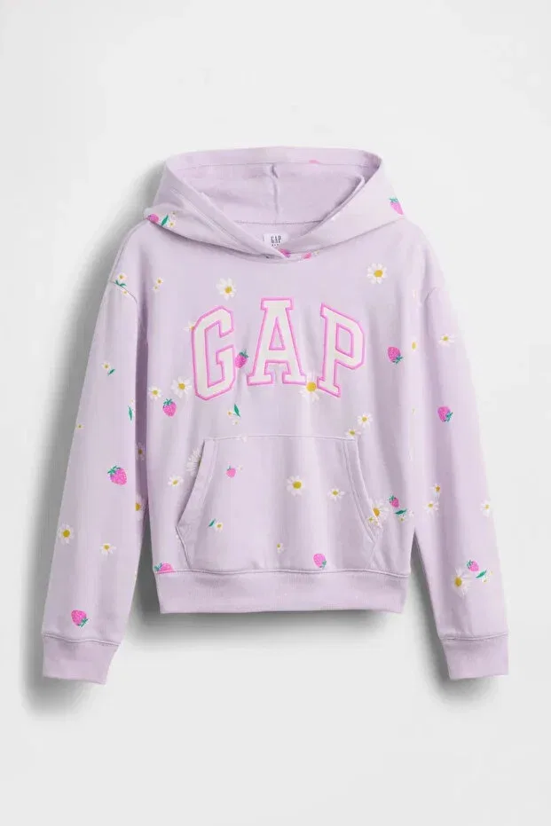 Детское для девочек свитшот свободного кроя с капюшоном Gap, Purple — фото 2