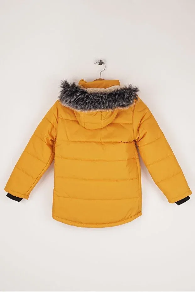 Детское зимнее пальто для мальчиков с принтом Mika Bebek & Çocuk, Yellow — фото 3