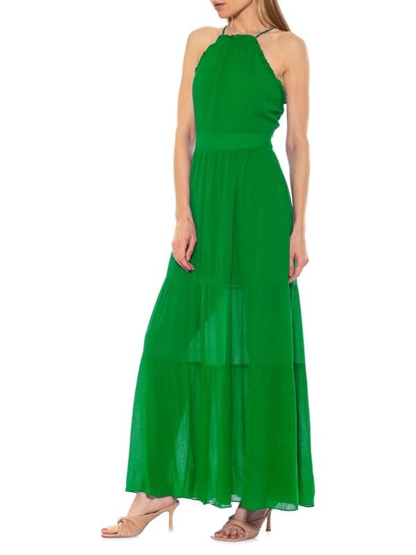

Платье макси kira с рюшами и бретелью через шею Alexia Admor Bright green