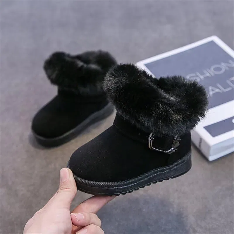 Детские зимние ботинки для девочек на нескользящей подошве Zonkacen, Black — фото 2