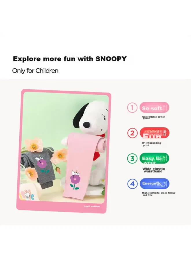 Леггинсы детские с принтом Love Flower Snoopy, розовый — фото 2