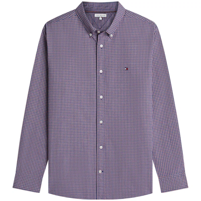 Мужская рубашка с воротником и принтом Tommy Hilfiger, Blue Red Plaid