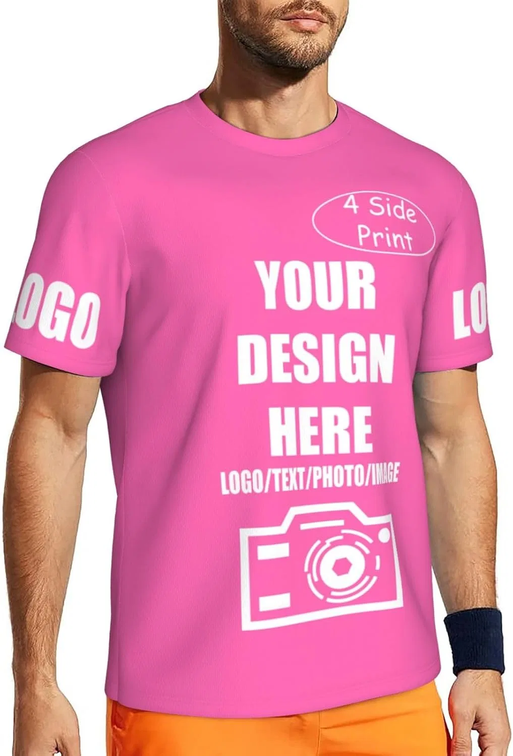 Футболка с индивидуальным дизайном для мужчин и женщин, Lightweight/Quick Drying, Pink — фото 2