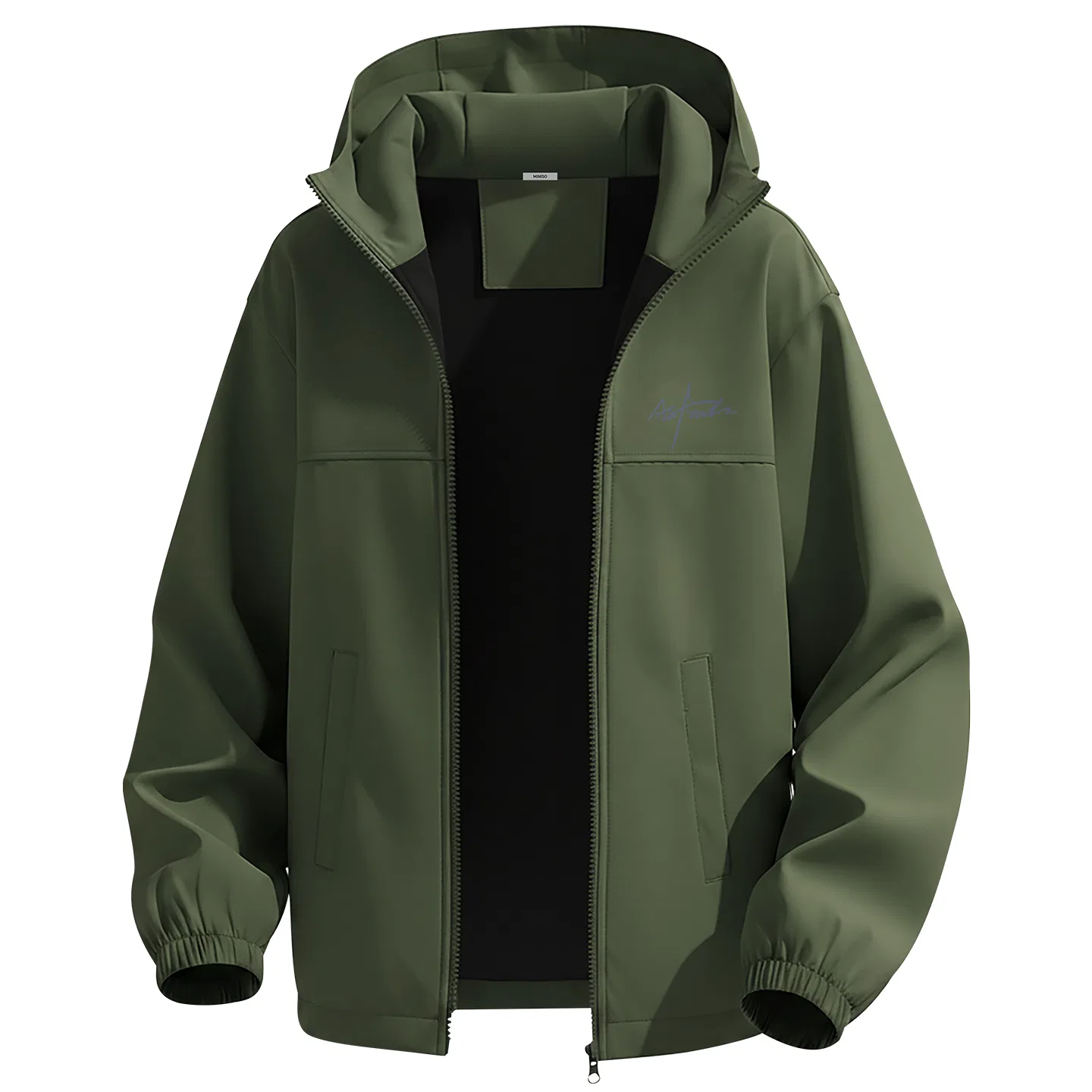 Детская куртка с капюшоном Gorpcore Army Green Light Shadow Chest Logo on The Pen Tip MINISO, Army Green