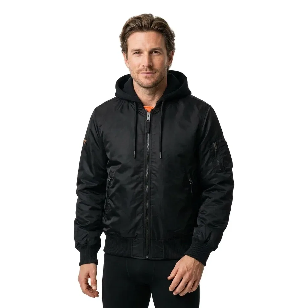 Мужская куртка-бомбер с капюшоном Superdry, Black — фото 2
