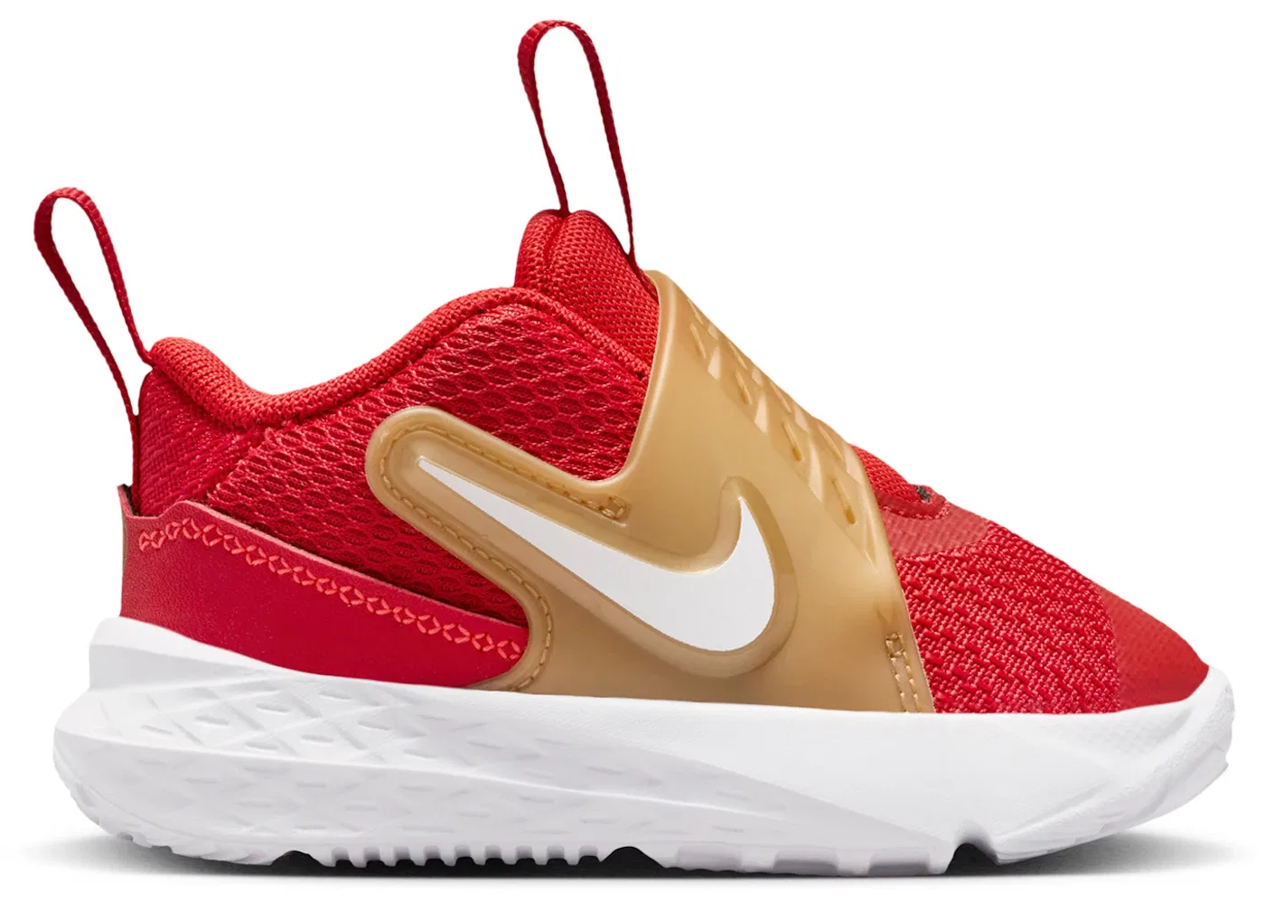 Детские кроссовки для мальчиков с длинным шнурованием Nike Team Hustle D 12 Nike, University Red Metallic Gold Bright Crimson White