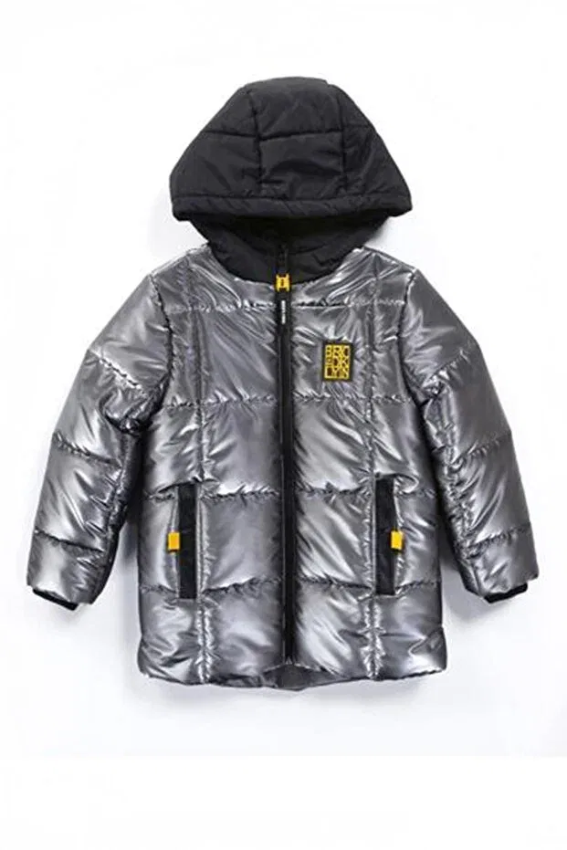 Детское пальто для мальчиков с воротником-капюшоном Minigimin Cicileri, Anthracite-53292