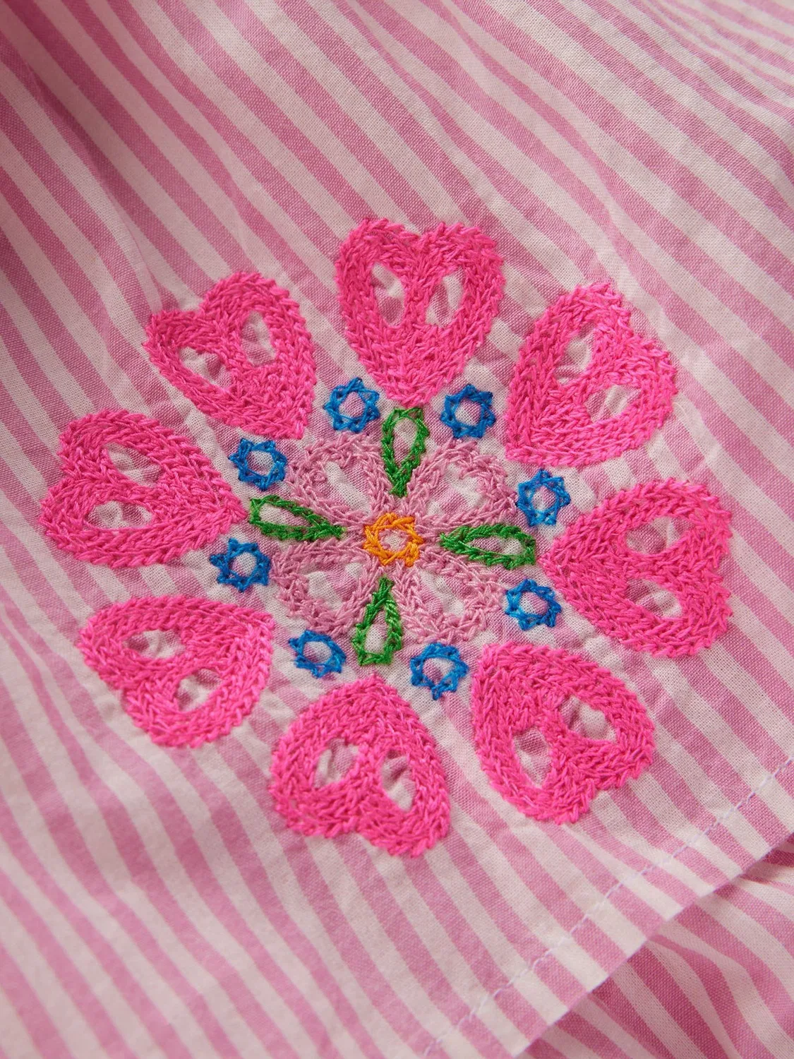 Платье ярусное с вышивкой, модель Tiered Embroidered Boden, розовый — фото 3